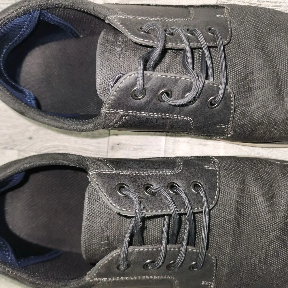 Aldo Mens Dark Gray Textured Fabric Leather Oxford Derby Shoes Size 10.5